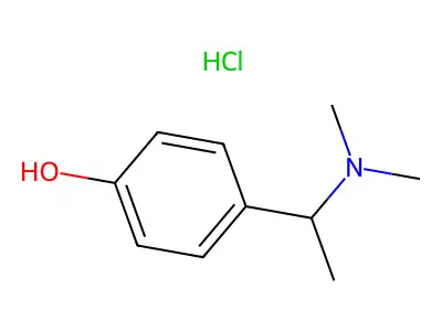 Dimethyl-alpha-(4-hydroxyphenyl)ethylamine hydrochloride structure