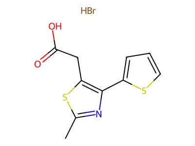 2-[2-Methyl-4-(thiophen-2-yl)-1,3-thiazol-5-yl]acetic acid hydrobromide structure