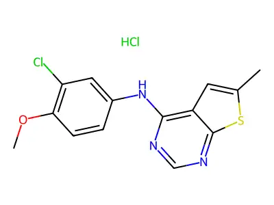 N-(3-chloro-4-methoxyphenyl)-6-methylthieno[2,3-d]pyrimidin-4-amine hydrochloride structure