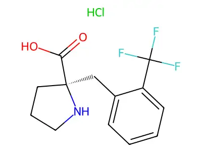 (R)-2-(2-(Trifluoromethyl)benzyl)pyrrolidine-2-carboxylic acid hydrochloride structure