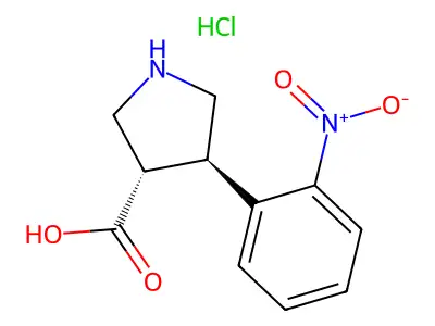 (3S,4R)-4-(2-nitrophenyl)pyrrolidine-3-carboxylic acid hydrochloride structure