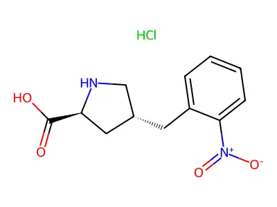 (2S,4R)-4-(2-Nitrobenzyl)pyrrolidine-2-carboxylic acid hydrochloride structure