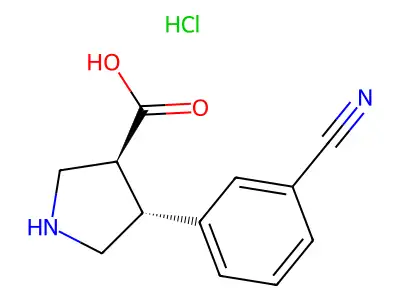 (+/-)-trans-4-(3-Cyano-phenyl)-pyrrolidine-3-carboxylic acid-HCl structure