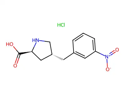 (2S,4R)-4-(3-Nitrobenzyl)pyrrolidine-2-carboxylic acid hydrochloride structure