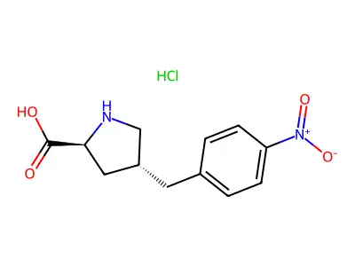 (2S,4R)-4-(4-Nitrobenzyl)pyrrolidine-2-carboxylic acid hydrochloride structure