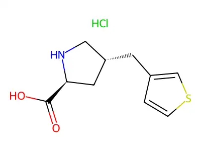 (2S,4R)-4-(thiophen-3-ylmethyl)pyrrolidine-2-carboxylic acid hydrochloride structure