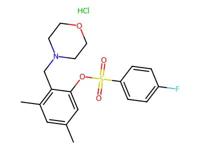 3,5-Dimethyl-2-(morpholinomethyl)phenyl 4-fluorobenzenesulfonate hydrochloride structure
