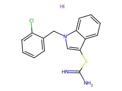 1-(2-Chlorobenzyl)-1H-indol-3-yl imidothiocarbamate hydroiodide structure