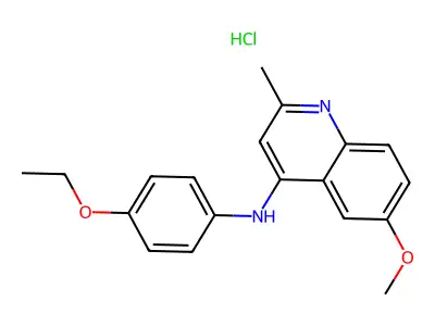 N-(4-ethoxyphenyl)-6-methoxy-2-methylquinolin-4-amine hydrochloride structure