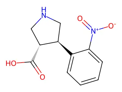 Trans-4-(2-nitrophenyl)pyrrolidine-3-carboxylic acid structure