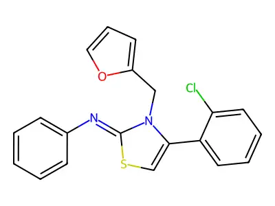 4-(2-chlorophenyl)-3-(furan-2-ylmethyl)-N-phenyl-1,3-thiazol-2-imine structure