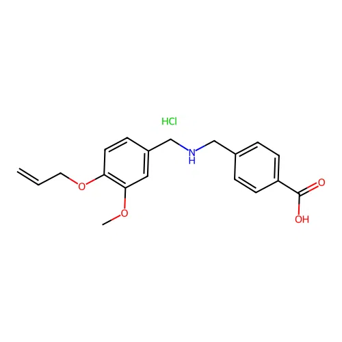 4-(((4-(Allyloxy)-3-methoxybenzyl)amino)methyl)benzoic acid hydrochloride structure