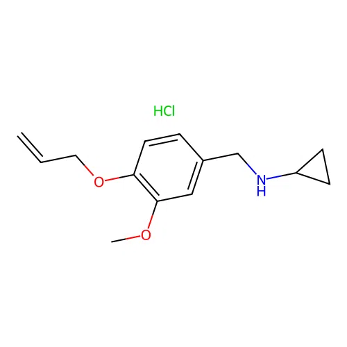 N-(4-(allyloxy)-3-methoxybenzyl)cyclopropanamine hydrochloride structure