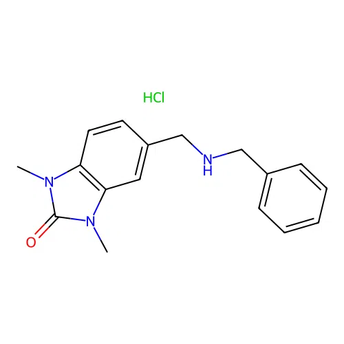5-((benzylamino)methyl)-1,3-dimethyl-1H-benzo[d]imidazol-2(3H)-one hydrochloride structure
