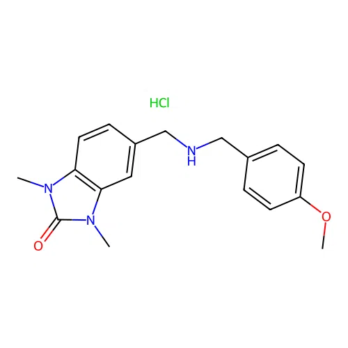 5-[[(4-methoxyphenyl)methylamino]methyl]-1,3-dimethyl-benzoimidazol-2-one Hydrochloride structure