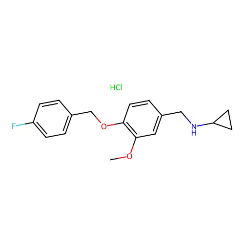 N-(4-((4-fluorobenzyl)oxy)-3-methoxybenzyl)cyclopropanamine hydrochloride structure
