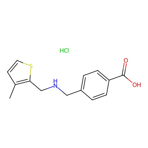 4-((((3-Methylthiophen-2-yl)methyl)amino)methyl)benzoic acid hydrochloride structure