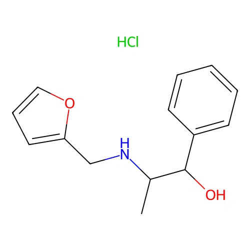 2-(Furan-2-ylmethylamino)-1-phenylpropan-1-ol;hydrochloride structure