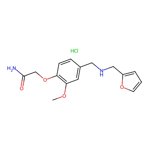 2-(4-(((Furan-2-ylmethyl)amino)methyl)-2-methoxyphenoxy)acetamide hydrochloride structure