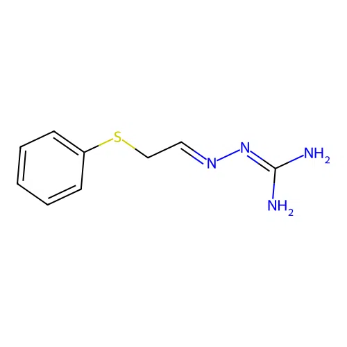 2-(2-Phenylsulfanylethylideneamino)guanidine structure