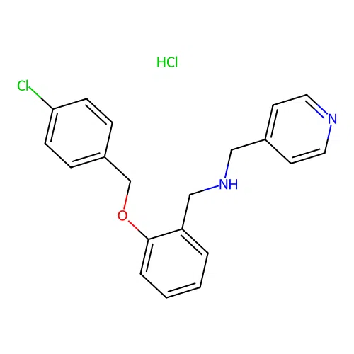 N-(2-((4-chlorobenzyl)oxy)benzyl)-1-(pyridin-4-yl)methanamine hydrochloride structure
