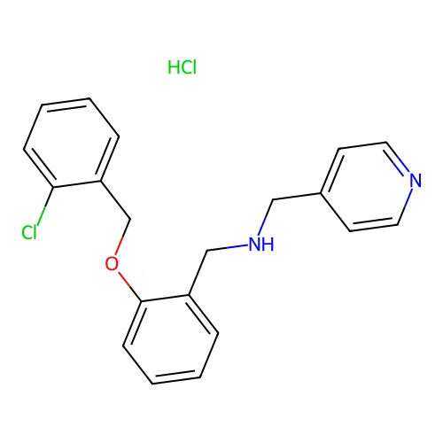 N-(2-((2-chlorobenzyl)oxy)benzyl)-1-(pyridin-4-yl)methanamine hydrochloride structure