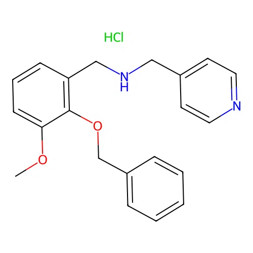 N-(2-(benzyloxy)-3-methoxybenzyl)-1-(pyridin-4-yl)methanamine hydrochloride structure