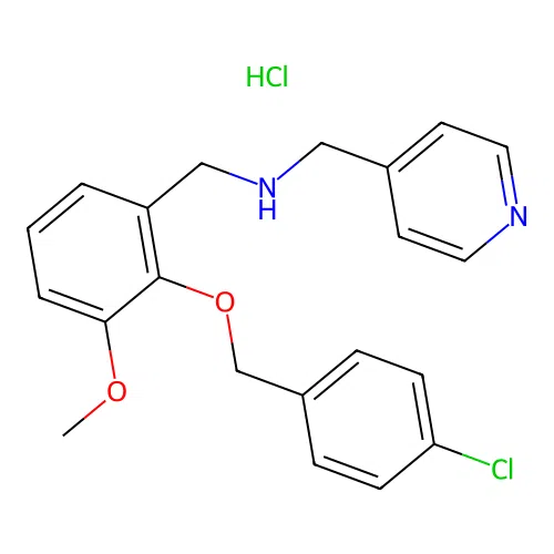 N-(2-((4-chlorobenzyl)oxy)-3-methoxybenzyl)-1-(pyridin-4-yl)methanamine hydrochloride structure