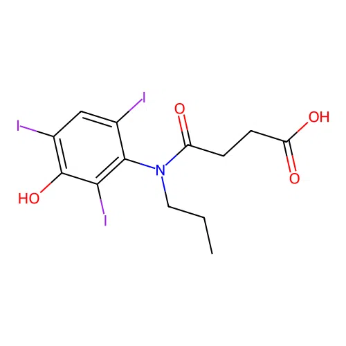 Butyric acid, 4-((3-hydroxy-2,4,6-triiodophenyl)propylamino)-4-oxo- structure