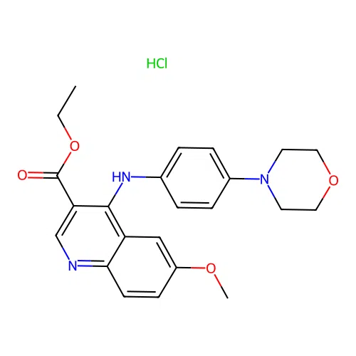 ethyl 6-methoxy-4-((4-morpholinophenyl)amino)quinoline-3-carboxylate hydrochloride structure