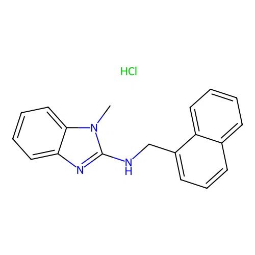 1-methyl-N-(naphthalen-1-ylmethyl)-1H-benzo[d]imidazol-2-amine hydrochloride structure