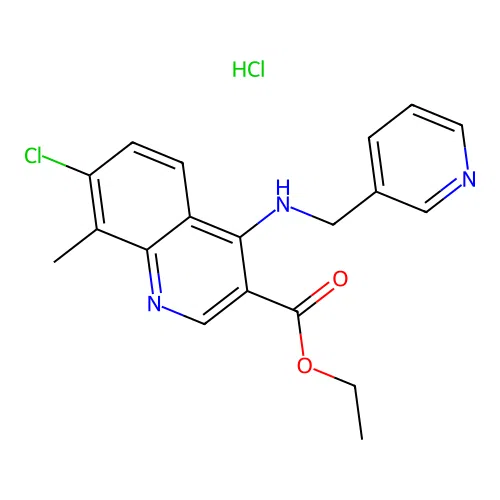 Ethyl 7-chloro-8-methyl-4-(pyridin-3-ylmethylamino)quinoline-3-carboxylate Hydrochloride structure