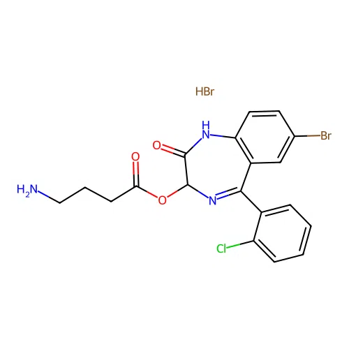 [7-bromo-5-(2-chlorophenyl)-2-oxo-1,3-dihydro-1,4-benzodiazepin-3-yl] 4-aminobutanoate hydrobromide structure