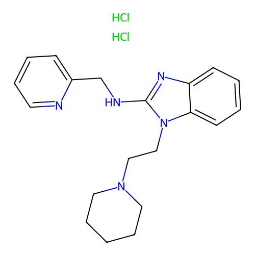 1-(2-piperidin-1-ylethyl)-N-(pyridin-2-ylmethyl)benzimidazol-2-amine dihydrochloride structure