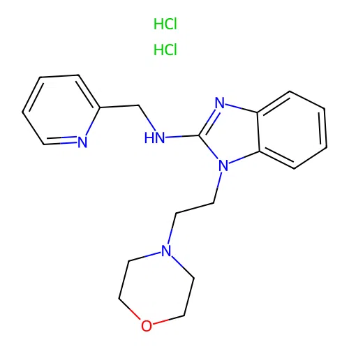 1-(2-morpholin-4-ylethyl)-N-(pyridin-2-ylmethyl)benzimidazol-2-amine dihydrochloride structure