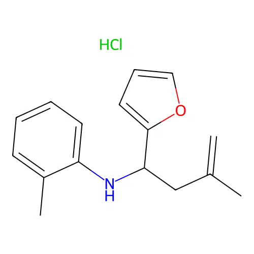N-(1-(furan-2-yl)-3-methylbut-3-en-1-yl)-2-methylaniline hydrochloride structure