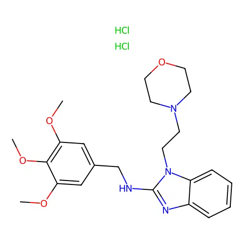 1-(2-morpholin-4-ylethyl)-N-[(3,4,5-trimethoxyphenyl)methyl]benzimidazol-2-amine dihydrochloride structure