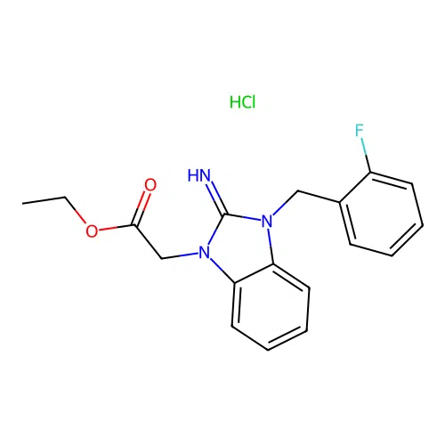 ethyl 2-(3-(2-fluorobenzyl)-2-imino-2,3-dihydro-1H-benzo[d]imidazol-1-yl)acetate hydrochloride structure