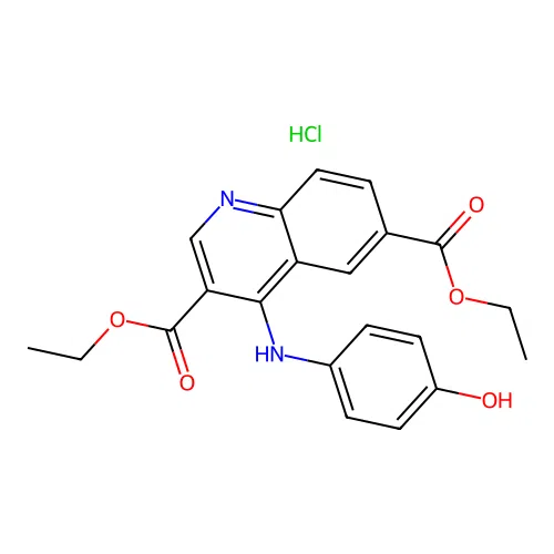 Diethyl 4-(4-hydroxyanilino)quinoline-3,6-dicarboxylate;hydrochloride structure