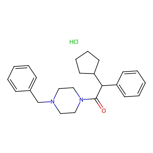 1-(4-Benzylpiperazin-1-yl)-2-cyclopentyl-2-phenylethanone hydrochloride structure