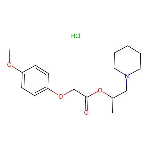 1-(Piperidin-1-YL)propan-2-YL 2-(4-methoxyphenoxy)acetate hydrochloride structure