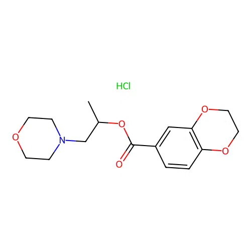 1-morpholin-4-ylpropan-2-yl 2,3-dihydro-1,4-benzodioxine-6-carboxylate hydrochloride structure