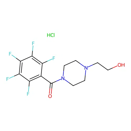 (4-(2-Hydroxyethyl)piperazin-1-yl)(perfluorophenyl)methanone hydrochloride structure