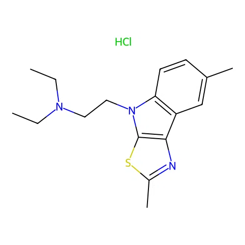2-(2,7-dimethyl-[1,3]thiazolo[5,4-b]indol-4-yl)-N,N-diethylethanamine hydrochloride structure
