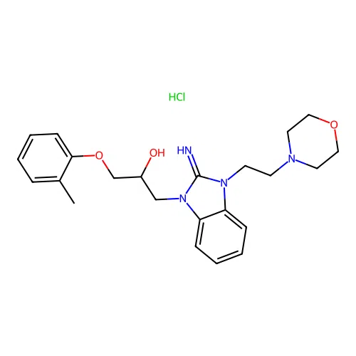 1-(2-imino-3-(2-morpholinoethyl)-2,3-dihydro-1H-benzo[d]imidazol-1-yl)-3-(o-tolyloxy)propan-2-ol hydrochloride structure