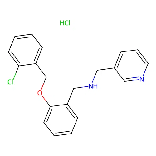N-(2-((2-chlorobenzyl)oxy)benzyl)-1-(pyridin-3-yl)methanamine hydrochloride structure