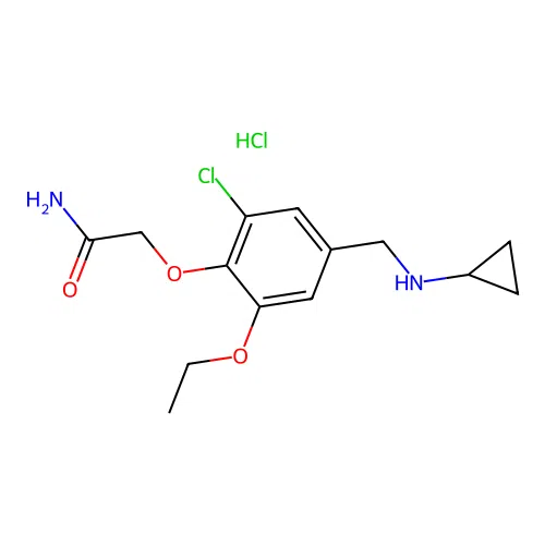 2-(2-Chloro-4-((cyclopropylamino)methyl)-6-ethoxyphenoxy)acetamide hydrochloride structure
