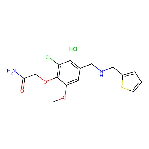 2-[2-chloro-6-methoxy-4-[(thiophen-2-ylmethylamino)methyl]phenoxy]acetamide Hydrochloride structure