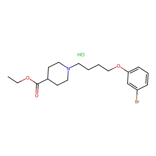 Ethyl 1-[4-(3-bromophenoxy)butyl]piperidine-4-carboxylate;hydrochloride structure