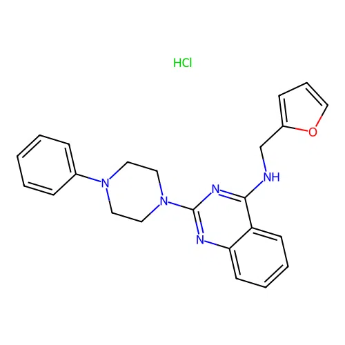 N-(furan-2-ylmethyl)-2-(4-phenylpiperazin-1-yl)quinazolin-4-amine hydrochloride structure